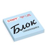 Блок самоклеящийся (стикеры) STAFF, 76х76 мм, 100 листов, голубой, код_1С