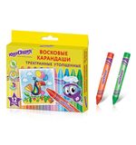 Восковые карандаши трехгранные утолщенные ЮНЛАНДИЯ "Юнландик на празднике", НАБОР 12 цв., 227293