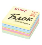 Блок самоклеящийся (стикеры) STAFF, НЕОНОВЫЙ, 51х51 мм, 250 листов, 7 цветов, код_1С