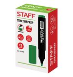 Текстмаркер STAFF "STICK", прямоугольный корпус, скошенный наконечник 1-4 мм, зеленый, 151498