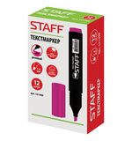Текстмаркер STAFF "STICK", прямоугольный корпус, скошенный наконечник 1-4 мм, розовый, 151499