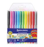 Фломастеры BRAUBERG 12 цветов, ДИЗАЙН 1 УНИВЕРС, вентилируемый колпачок, ПВХ, xxxxxx, 151411