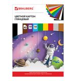 Картон цветной БОЛЬШОГО ФОРМАТА, А3 (297х420 мм) мелованный, 10 листов 10 цветов, BRAUBERG, Галактика, 129908