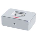 Ящик для денег,ценностей,документов,печатей,BRAUBERG,90х180х250 мм,с ключ.замком,серебристый,291059