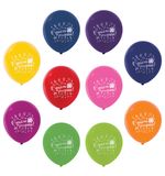 Шары воздушные ЗОЛОТАЯ СКАЗКА, 12"(30см), КОМПЛЕКТ 50 штук, ассорти 10 цветов, с рисунком "C днем рождения", пакет, 105005