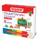 Пластилин классический ПИФАГОР ШКОЛЬНЫЙ, 8 цветов, 120 г, со стеком, 105433
