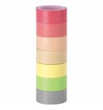 Клейкие WASHI-ленты для скрапбукинга и декора бумажные, ПАСТЕЛЬ, 7 теплых цветов, 15 мм * 3 м, комплект, ОСТРОВ СОКРОВИЩ, 661700