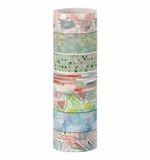 Клейкие WASHI-ленты для скрапбукинга и декора бумажные, "Микс №1", 15 мм * 3 м, 7 цветов, комплект, ОСТРОВ СОКРОВИЩ, 661709