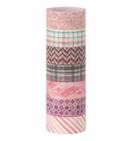 Клейкие WASHI-ленты для скрапбукинга и декора бумажные, ОТТЕНКИ РОЗОВОГО, 15 мм * 3 м, 7 цветов, комплект, ОСТРОВ СОКРОВИЩ, 661704