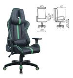Кресло компьютерное BRABIX "GT Carbon GM-120", две подушки, экокожа, черное/зеленое, 531929