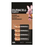Батарейки КОМПЛЕКТ 4 шт (один отрывной блок), DURACELL Simply, AA(LR06,15А),алкалиновые(ш/код29221), 5009139