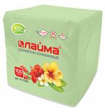 Салфетки бумажные 100 шт., 24х24 см, LAIMA, зеленые (пастель), 100% целлюлоза, 111791