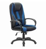 Кресло компьютерное BRABIX PREMIUM "Rapid GM-102", НАГРУЗКА 180кг, экокожа/ткань, черное с синими вставками, 532106