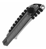 Нож канцелярский 18 мм BRAUBERG "Metallic", роликовый фиксатор, резиновые вставки, металл, 237159