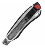 Нож канцелярский мощный 18 мм BRAUBERG "Heavy duty", автофиксатор, резиновые вставки, металл, 237158