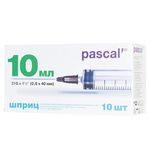 Шприц 3-х компонентный PASCAL, 10 мл. КОМПЛЕКТ 10 шт. в коробке, игла 0,8х40 - 21G, ш, 120508