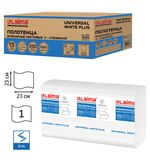 Полотенца бумажные 250 шт., LAIMA (Система H3), UNIVERSAL WHITE PLUS, 1-слойные, белые, КОМПЛЕКТ 15 пачек, 23х23, V-сложение, 111343