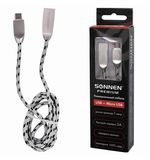 Кабель USB 3.0-micro USB, 1м, SONNEN Premium, медь, передача данных и быстрая зарядка, 513125