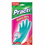 Перчатки хоз. резиновые, х/б напыление, 100% флок, размер M, синие, Practi Extra Dry, PACLAN, 7340, 407340