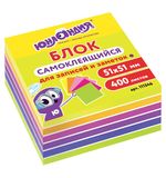 Блок самоклеящийся (стикеры) ЮНЛАНДИЯ НЕОНОВЫЙ 51*51мм, 400 листов, 5 цветов, код 1С, 111346
