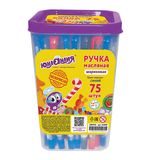 Ручка шариковая масляная ЮНЛАНДИЯ "CANDY", СИНЯЯ, корпус ассорти, узел 0,6 мм, линия 0,3 мм, 143019