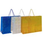Пакет подарочный 44,7x12,7x33 см, ЗОЛОТАЯ СКАЗКА голография, ассорти 3 цвета, 606609