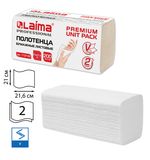 Полотенца бумажные (1 пачка 200 листов) LAIMA (H3) PREMIUM UNIT PACK, 2-слойные, 21х21,6 см, V-сложение, 112140