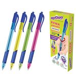 Ручка шариковая масляная автомат. с грипом ЮНЛАНДИЯ COLOR MIX, СИНЯЯ, 0,7мм, линия 0,, 143239