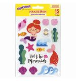 Наклейки из EVA "Русалки", 15 штук, ассорти, 13*21 см, ЮНЛАНДИЯ, 662681