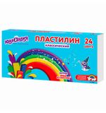 Пластилин классический ЮНЛАНДИЯ "ЮНЫЙ ВОЛШЕБНИК", 24 цвета, 480 г,со стеком, ВЫСШЕЕ КАЧЕСТВО, 105902