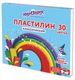 Пластилин классический ЮНЛАНДИЯ "ЮНЫЙ ВОЛШЕБНИК", 30 цветов, 600 г, со стеком,ВЫСШЕЕ КАЧЕСТВО,105903