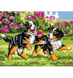 Картина по номерам 15*20 см, ЮНЛАНДИЯ "Щенки на прогулке", на подрамнике, акрил, кисти, 662501