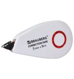 Корректирующая лента BRAUBERG SUPER, 5 мм х 16 м, корпус белый, блистер, 229061
