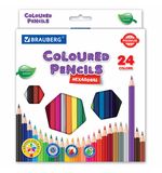 Карандаши цветные BRAUBERG PREMIUM, 24 цвета, шестигранные, грифель мягкий 3,3 мм, 181658