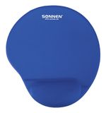 Коврик для мыши с подушкой под запястье SONNEN, полиуретан+лайкра, 250х220х20мм, синий, 513300