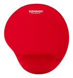 Коврик для мыши с подушкой под запястье SONNEN, полиуретан+лайкра, 250х220х20мм, красный, 513301