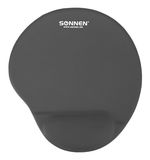 Коврик для мыши с подушкой под запястье SONNEN, полиуретан+лайкра, 250х220х20мм, черный, 513299