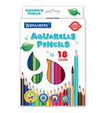Карандаши цветные акварельные BRAUBERG PREMIUM AQUARELLE, 18 цветов, грифель мягкий 4 мм, 181672