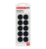 Магниты BRAUBERG BLACK&WHITE УСИЛЕННЫЕ 30 мм, НАБОР 10 шт, черные, 237466