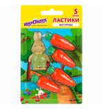 Набор ластиков фигурных ЮНЛАНДИЯ "Зайчик и урожай", 5 шт., ассорти, 229596