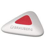Ластик BRAUBERG "Trios PRO", 36*36*9мм, белый, треугольный, красный пластиковый держатель, 229559