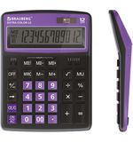 Калькулятор настольный BRAUBERG EXTRA COLOR-12-BKPR (206x155 мм),12 разрядов, двойное питание, ЧЕРНО-ФИОЛЕТОВЫЙ, 250480
