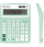 Калькулятор настольный BRAUBERG EXTRA PASTEL-12-LG (206x155 мм), 12 разрядов, двойное питание, МЯТНЫЙ, 250488