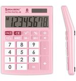 Калькулятор настольный BRAUBERG ULTRA PASTEL-08-PK, КОМПАКТНЫЙ (154x115 мм), 8 разрядов, двойное питание, РОЗОВЫЙ, 250514