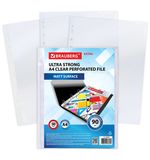 Папки-файлы перфорированные А4 BRAUBERG "EXTRA", КОМПЛЕКТ 50 шт., матовые, 90 мкм, 229669