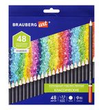 (СКОРО ПРИДЕТ) Карандаши цветные художественные BRAUBERG ART CLASSIC, 48 цветов, МЯГКИЙ грифель 3,3