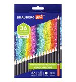 (СКОРО ПРИДЕТ) Карандаши цветные художественные BRAUBERG ART CLASSIC, 36 цветов, МЯГКИЙ грифель 3,3