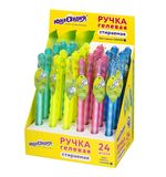 Ручка стираемая гелевая ЮНЛАНДИЯ "Горошек", СИНЯЯ, прорезиненный корпус ассорти, линия письма 0,35 мм, 143669