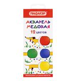 Краски акварельные медовые 12 цветов ПИФАГОР "ВЕСЕЛАЯ ТАКСА",192007
