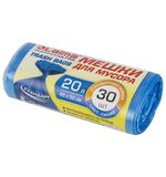 Мешки для мусора LAIMA "ULTRA" 20 л синие 30 шт. прочные, ПНД 8 мкм, 45х50 см, 607682